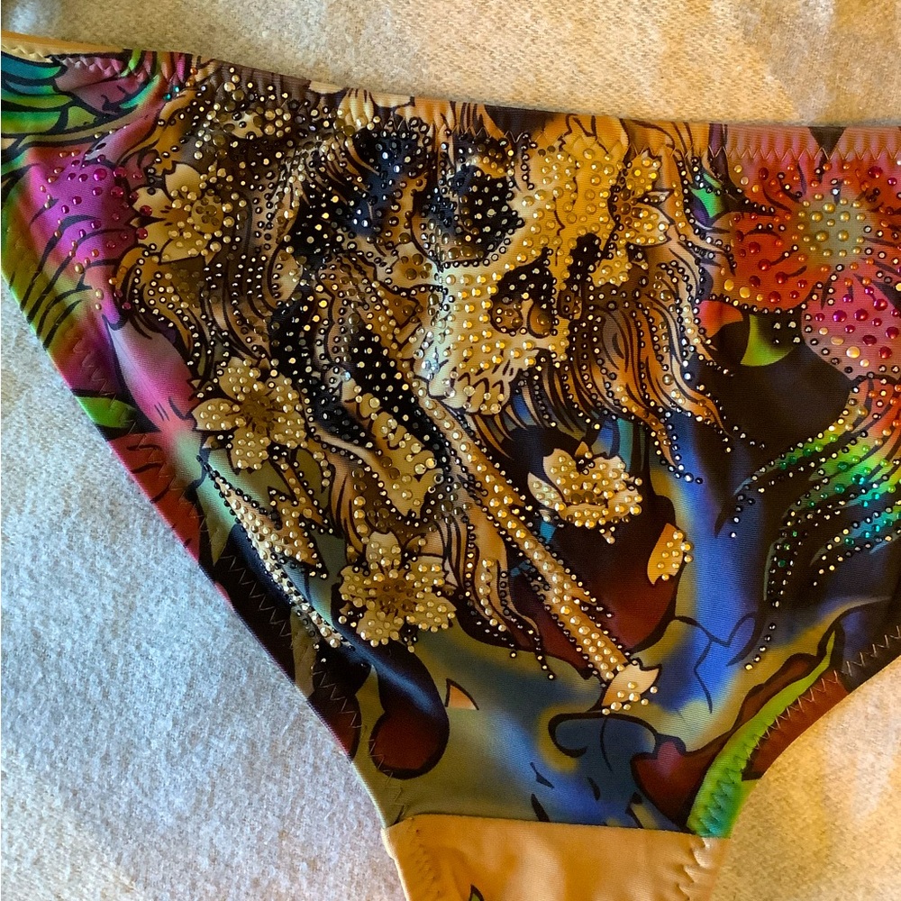 Vintage Ed Hardy Jeweled Skull Bikini Bottom Large NWT
